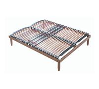 Evergreenweb - Sommier Double 140x190 cm en Bois de hêtre avec Amortisseur,lit avec Lattes basculantes et régulateurs de rigidité - Pieds Inclus - Idéal pour Tous Les Lits et Matelas - Lemon