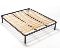 EVERGREENWEB - Sommier Double 140x190 cm lit à Lattes orthopédique, résistant avec Structure en Fer avec Lattes en Bois Naturel, Base encastrable Idéal pour Tous Les Types de Lits et Matelas