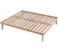 EVERGREENWEB Sommier Double 160x190 cm Cadre Del Lit en Bois Solide - Structure en Bois Orthopédique hêtre Naturel Comfort pour Enfant et Adultes avec 5 Pieds Amovible - Hauteur finie 35 cm | Orange