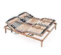 EvergreenWeb - Sommier Double électrique 150x200 cm orthopédique motorisé Lattes en Bois Moteur 4 Zones inclinables + 1 Fixe,régulateurs de rigidité dans la Partie Lombaire, amortisseurs| Lemon