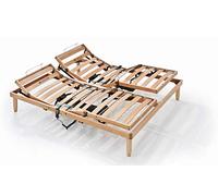 Evergreenweb - Sommier électrique 160x200 Lit à Lattes motorisé avec 2 surélever séparées, orthopédique avec lève Coussin indépendant pour Nuque, Base Lit ou Matelas en Bois Naturel - Modèle Orange