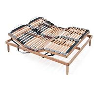 EvergreenWeb - Sommier électrique de Relaxation 165x190 orthopédique Lattes en Bois Moteur 4 Zones inclinables + 1 Fixe, Lit Double avec curseurs de fermeté réglables dans la Partie Lombaire