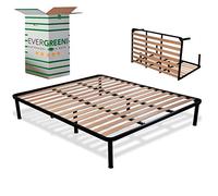 Evergreenweb - Sommier lit Pliable Double 140x200 cm orthopédique Haut 35 cm- sommier à Lattes en Bois de Etre renforcé - avec 6 Pieds Amovible