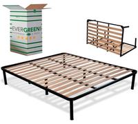 Evergreenweb - Sommier lit Pliable Double 180x200 cm orthopédique Haut 35 cm- sommier à Lattes en Bois de Etre renforcé - avec 6 Pieds Amovible