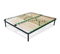 EVERGREENWEB - Sommier Simple 180 x 200 cm 24 Lattes en Bois avec Lattes réglables, Orthopédiques, Cadre en Fer Renforcé laqué époxy, 5 Pieds Amovibles Inclus, Mod. Premium