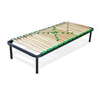 EVERGREENWEB - Sommier Simple 90 x 190 cm 24 Lattes en Bois avec Lattes réglables, Orthopédiques, Cadre en Fer Renforcé laqué époxy, 4 Pieds Amovibles Inclus, Mod. Premium
