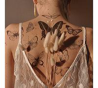 Everjoy Autocollants de tatouage temporaire papillon noir réaliste - Faux tatouages imperméables, cadeaux de fête, décorations à thème et cadeaux pour femmes
