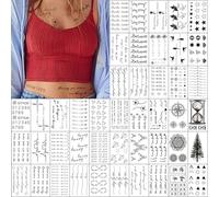 Everjoy Petits tatouages temporaires réalistes - Plus de 400 motifs, 60 citations inspirantes, mots, lignes, fleurs, feuilles, œuvres d'art, tatouages de messages pour femmes, hommes et adultes