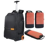 Everki 123 Sac à Dos Ordinateur à roulettes - pour Laptop 15,6" et MacBook 16", Bagage Cabine Femme/Homme avec Roues remplaçables + kit 3 Cubes de Compression