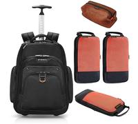 Everki Atlas sac à dos à roulettes 30 L pour ordinateur portable - bagage cabine, compartiment ajustable 13"-17,3" + pochette d’accessoires en maille + kit de 3 cubes de compression - Noir