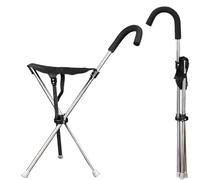 EVERKPI Canne de Marche Pliable avec 3 Pieds, Canne de Marche Triangulaire avec trépied d'aide au siège, Canne de Marche for Hommes, Charge maximale 150 kg, Canne et Tabouret à Double Usage