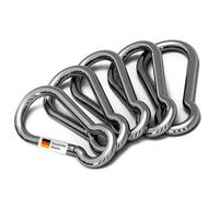 everlar® Mousqueton 5 Pack I 4mm 3XS 60kg I Fixation sûre et Facile de la Grille pivotante, des Drapeaux, des clés, du Portefeuille, etc.