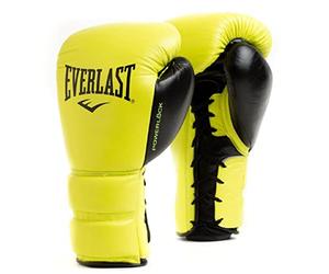 Everlast Powerlock 2 Pro Laced 12oz Boxing Gloves, Neon Yellow Boxing Gloves for Bags, Mitt Work & Sparring, Wrist Support, Five Layered Foam Inner and Laced Track System - Authentic Gear