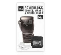 Everlast Powerlock 2R Gants de Boxe 14 oz et Bandes de Boxe (Noir) | Protège-dents inclus, sparring, entraînement, fitness, adulte, maintien du poignet