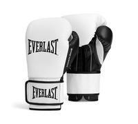 Everlast Powerlock OG 14 oz Gants de Boxe (Blanc/Noir), pour Sac, Mitaines et Sparring, Fermeture Auto-agrippante, Mousse avancée, Prise Ergonomique - Équipement Everlast Authentique