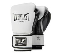 Everlast Powerlock OG Advanced 16 oz Gants de Boxe (Blanc/Noir), pour Sac, Mitaines et Sparring, Fermeture Hook & Loop, EverDri, Mousse C3, Prise Ergonomique - Équipement Everlast Authentique
