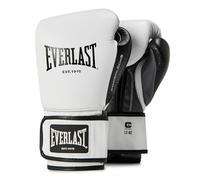 Everlast Powerlock OG Advanced 12 oz Gants de Boxe (Blanc/Noir), pour Sac, Mitaines et Sparring, Fermeture Hook & Loop, EverDri, Mousse C3, Prise Ergonomique - Équipement Everlast Authentique