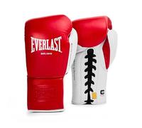 Everlast Powerlock OG Pro Fight Gants 10oz Rouge/Blanc à Lacets, Sac & Compétition, Mousse Avancée, Prise Ergonomique - Everlast