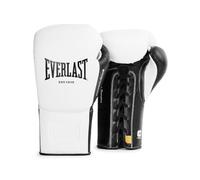 Everlast Powerlock OG Pro Fight Gants 16oz Blanc/Noir à Lacets, Sac & Compétition, Mousse Avancée, Prise Ergonomique - Everlast