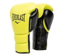 Everlast Powerlock2 Pro Laced Leather Boxing Training Gloves (Neon Yellow 16oz)