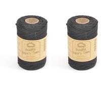 EVERLASTO Ficelle en Coton Solide pour travaux manuels Noir 2 mm 100 m (Lot de 2)