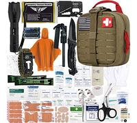 EVERLIT Kit de survie amélioré de premiers secours de survie, trousse de traumatisme d'urgence avec sac tactique EMT en nylon 1000D avec découpe laser pour l'extérieur, camping, chasse