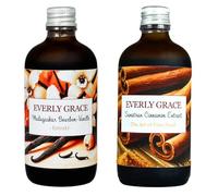 Everly Grace Coffret Pâtisserie Bio, sans alcool Extrait de Vanille & Extrait de Cannelle, 2x100ml, Vanille Madagascar Bourbon & Cannelle de Sumatra, Fabriqué artisanalement en Allemagne