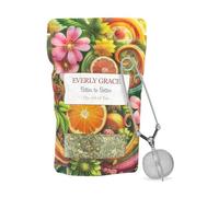 Everly Grace Coffret Thé Gourmet "Bitter to Better" - Tisane Bio en Vrac et Boule à Thé Argentée avec Poignée - Mélange Agrumes sans Théine - Tisane Botanique sans Arômes Artificiels