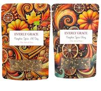 Everly Grace Pumpkin Spice Service à thé - 2 thés bio dans un duo d'automne - Glory (avec thé noir et caféine) & All Day (sans caféine) - Mélanges de thé épicés avec cannelle, muscade, clou de girofle