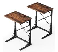 Evermagin Lot de 2 plateaux TV pliables en forme de C pour manger avec emplacements pour tablette et téléphone, table d'appoint coulissante sous le canapé pour fauteuil inclinable, salon, chambre à
