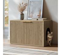 Evermagin Meuble de litière en chêne de 80 cm pour chat, grand meuble à litière caché, maison d'intérieur bohème moderne, table d'appoint pour salon, entrée, chambre à coucher