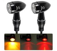 evermotor 3 en 1 Clignotants Moto LED Mini Bullet,Homologué E32 - Indicateurs Universels en Alliage CNC 12V Étanche IP67 - pour Moto, Scooter, Quad (2Pcs)