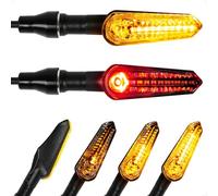evermotor Clignotant Moto LED Séquentiel E32 Homologué Universels 12V Indicateurs de Moto Flowing Mode, Étanche, Haute Luminosité, Ambre & Rouge, 2 Pièces