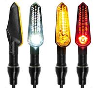 evermotor Clignotant Moto LED Séquentiel E32 Homologué Universels 12V Indicateurs de Moto Flowing Mode, Étanche, Haute Luminosité, 2 Pièces Ambre & Blanc + 2 Pièces Ambre & Rouge
