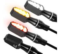 evermotor Lot de 2 clignotants moto LED Mini 2 en 1, homologués E32, universels 12 V M8, étanches IP67, boîtier en aluminium CNC, ambre et blanc, pour moto, E-bike, quad, scooter
