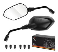 Evermotor Lot de 2 rétroviseurs universels pour moto - Certifié E - Pivotant à 360° - M8 M10 - Compatible avec scooter, scooter, ATV, cyclomoteur