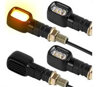 evermotor Mini Clignotant Moto LED Homologué 12v, E24, 400mm Long Câble, Indicateur Moto Rectangulaire Étanche Ip67 (4 Pièces)
