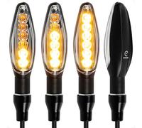 evermotor Universal 12v 4 Pièces E32 LED Clignotants, Effet Course Moto Coque Aluminium Universal Quad Atv Clignotants Moto Ip67 Étanche E Testé