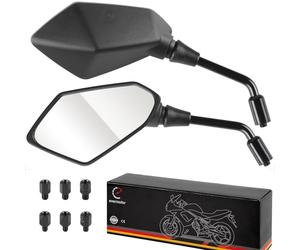 Evermotor Universal Retroviseur Moto E-Mark, Rétroviseurs Latéraux 2x filetage à droite M10, 2x filetage à droite M8 + 1x filetage à gauche M10, 1x filetage à gauche Quad Roller ATV Moped 1 Paire