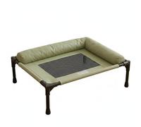 EverPinger Lit pour Animaux Hamac Surélevé Matelas Aéré Rebord Tout Autour Structure Stable et Résistante Couchage Confortable Adapté pour Chiens et Chats Salon et Balcon, Vert, M