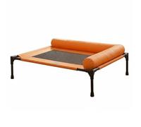 EverPinger Lit pour Animaux Hamac Surélevé Matelas Aéré Rebord Tout Autour Structure Stable et Résistante Couchage Confortable Adapté pour Chiens et Chats Salon et Balcon, Orange, M
