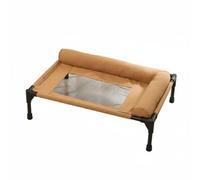 EverPinger Lit pour Animaux Hamac Surélevé Matelas Aéré Rebord Tout Autour Structure Stable et Résistante Couchage Confortable Adapté pour Chiens et Chats Salon et Balcon, Marron, M