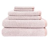 Everplush Lot de 6 draps de Bain Jacquard Losanges Roses - 2 draps de Bain, 2 essuie-Mains, 2 débarbouillettes