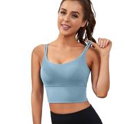 Everrysea Longline Soutien-gorge de sport rembourré pour femme avec soutien-gorge intégré et caraco, Bleu lune, Taille M