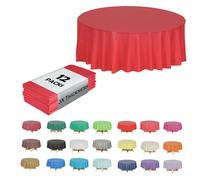 Evershine Lot de 12 nappes de Table Rondes en Plastique Rouge 210 cm de diamètre (réutilisables)