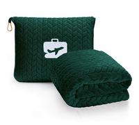 EverSnug Coussin de Voyage de qualité supérieure - Couverture d'avion Douce 2 en 1 avec taie d'oreiller Douce, Housse pour Bagage à Main et Clip pour Sac à Dos (Vert forêt)
