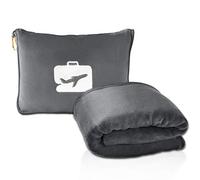 EverSnug Couverture et Oreiller de Voyage - Couverture d'avion 2 en 1 Douce de qualité supérieure avec Housse de Coussin Souple, Housse de Bagage à Main et Clip pour Sac à Dos (Gris)