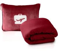 EverSnug Couverture et Oreiller de Voyage - Couverture d'avion Douce 2 en 1 de qualité supérieure avec taie d'oreiller Douce, Housse pour Bagage à Main et Clip pour Sac à Dos (Bordeaux)