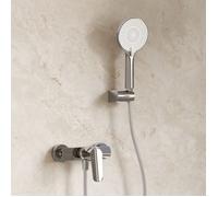 EVERSTEIN Mitigeur de douche apparent chromé avec douchette 120 mm à 3 jets flexible et support mural