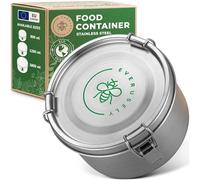 Everusely Boîte alimentaire en acier inoxydable - Capacité 0,8 L - Boîte à lunch ronde pour enfants et adultes - Boîte à goûter étanche avec couvercle - Organiseur réutilisable